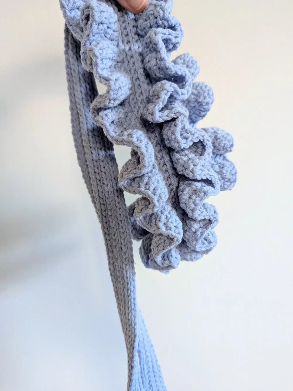 Handmade Crochet Ruffled Ribbon Skinny Scarf Tie Collar Choker Coquette